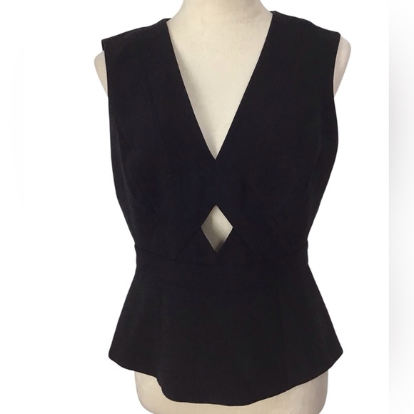 BCBG MAXAZRIA Black Cutout Peplum Top - Picture 1 of 9